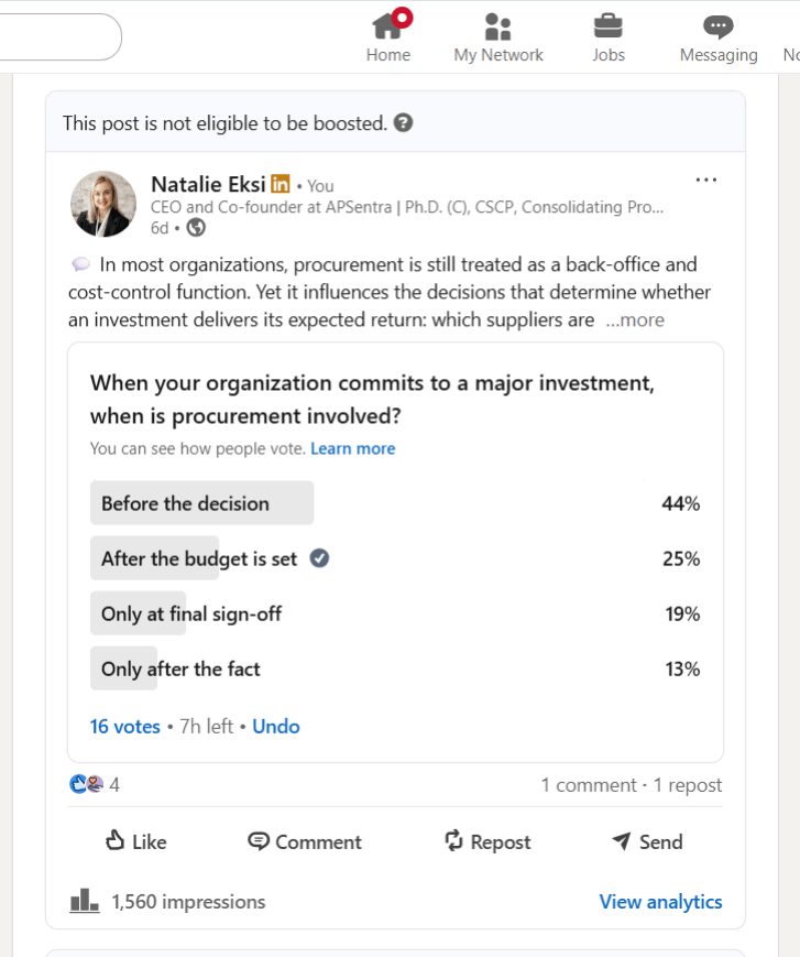 Natalie Eksi procurement poll