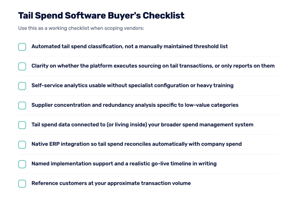 Tail spend software buyer's checklist