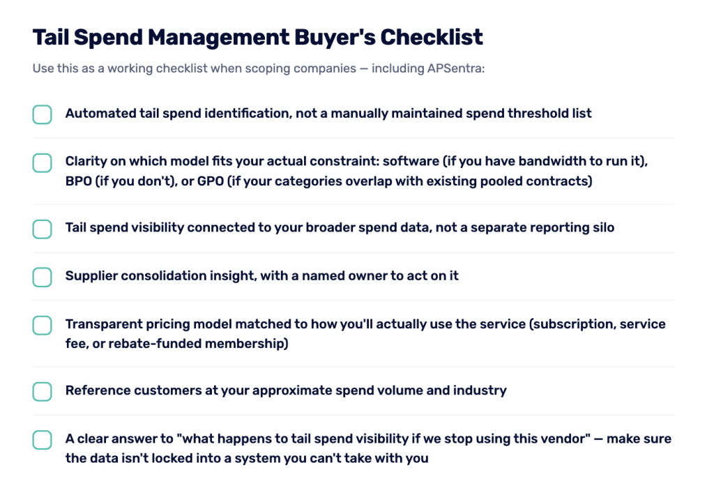 Tail spend management buyer's checklist